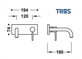 MEDIDAS MONOMANDO LAVABO MURAL STUDY TRES